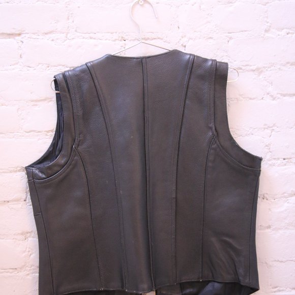 Genuine Leather Biker Vest - Picture 2 of 4